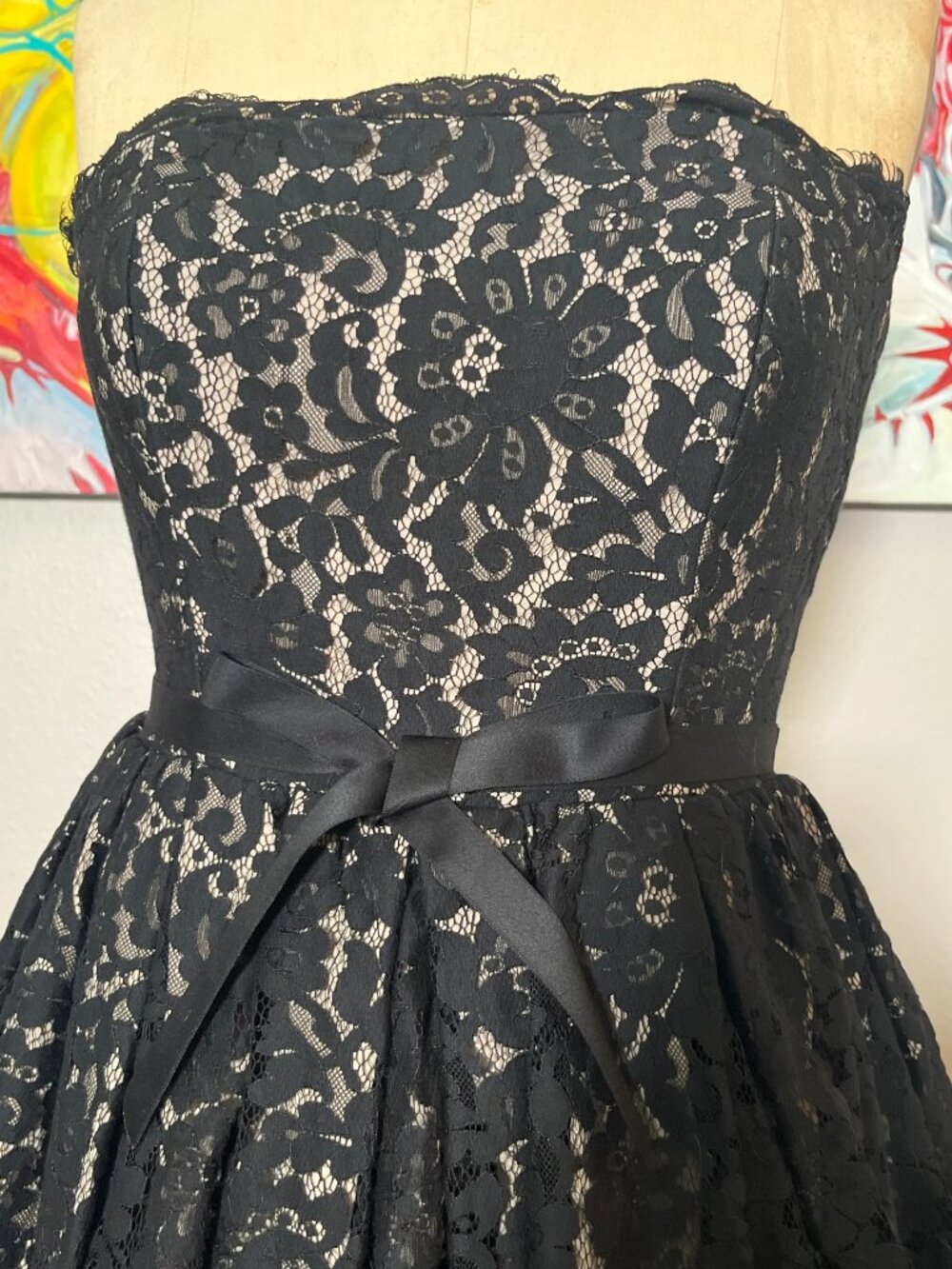 Robert Rodriguez for Neiman Marcus Target Black Lace Strapless Cocktail Dress - Picture 5 of 11